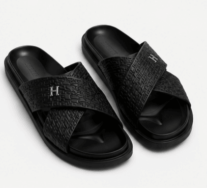 Sandales Tissées Croisées Noir