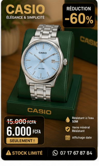 Montre Casio Bleu Ciel/Argent