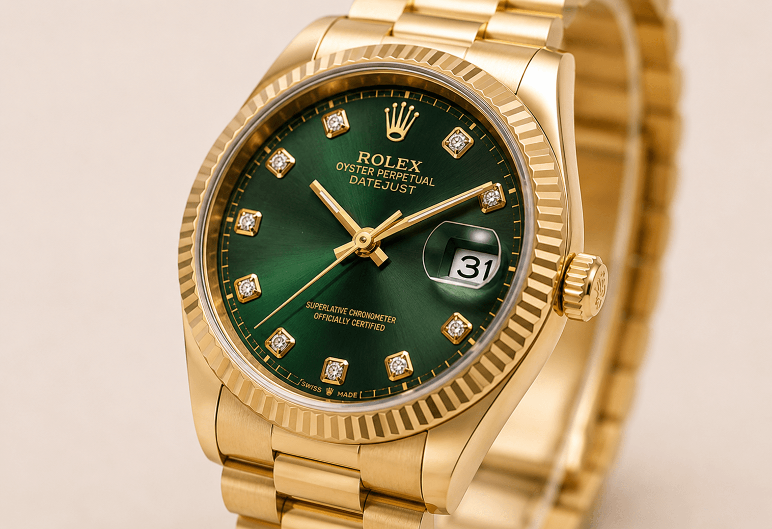 Montre Rolex Golden Prestige Verte/Gold