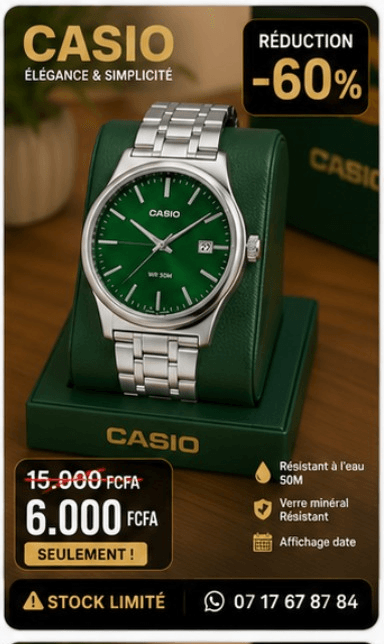Montre Casio Verte/Argent