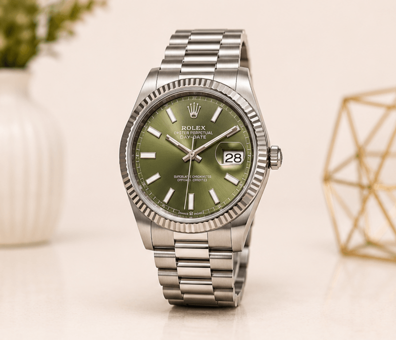 Montre Rolex Olive Prestige Verte/Argent