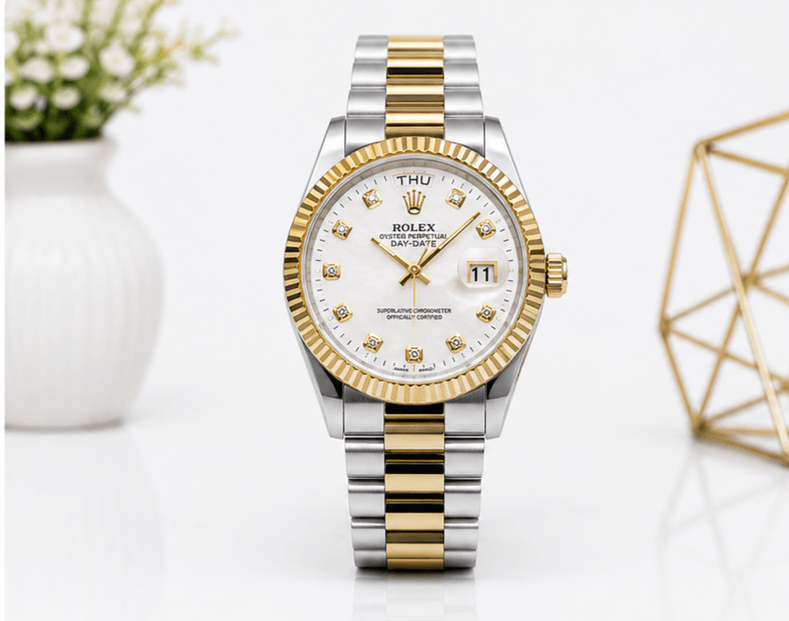 Montre Rolex Onyx Prestige Blanc/Argent/Gold